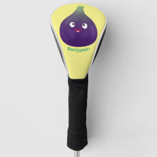 Cute happy purple fig fruit cartoon golf head cover