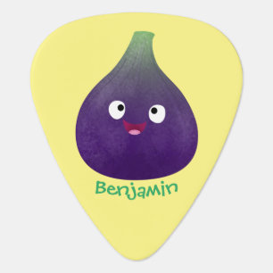 Cute happy purple fig fruit cartoon guitar pick