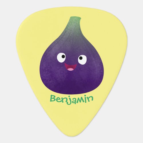 Cute happy purple fig fruit cartoon guitar pick