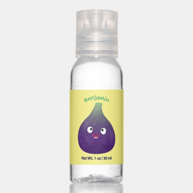 Cute happy purple fig fruit cartoon  hand sanitizer (Front)