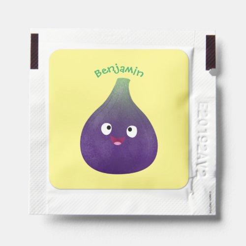 Cute happy purple fig fruit cartoon hand sanitizer packet