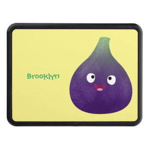Cute happy purple fig fruit cartoon hitch cover