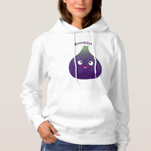 Cute happy purple fig fruit cartoon hoodie