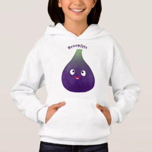 Cute happy purple fig fruit cartoon hoodie