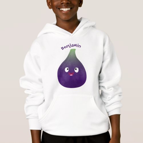 Cute happy purple fig fruit cartoon hoodie