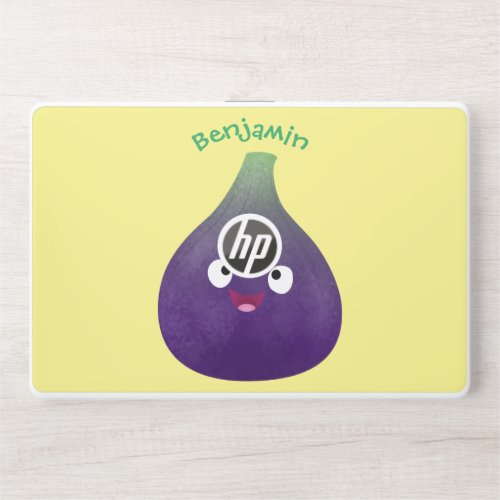 Cute happy purple fig fruit cartoon HP laptop skin