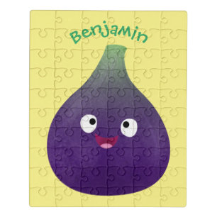 Cute happy purple fig fruit cartoon jigsaw puzzle