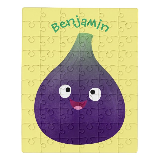 Cute happy purple fig fruit cartoon jigsaw puzzle (Puzzle Vertical)