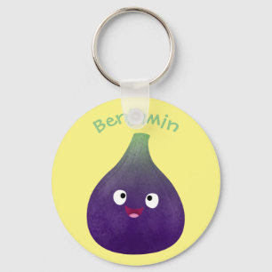Cute happy purple fig fruit cartoon keychain