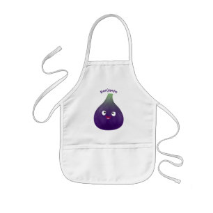 Cute happy purple fig fruit cartoon kids' apron