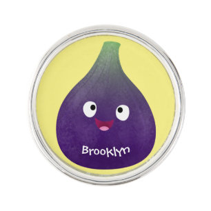 Cute happy purple fig fruit cartoon lapel pin