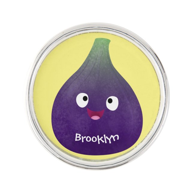 Cute happy purple fig fruit cartoon lapel pin (Front)