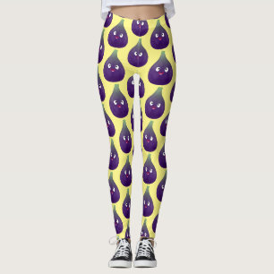 Cute happy purple fig fruit cartoon leggings
