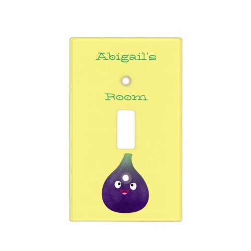 Cute happy purple fig fruit cartoon  light switch cover