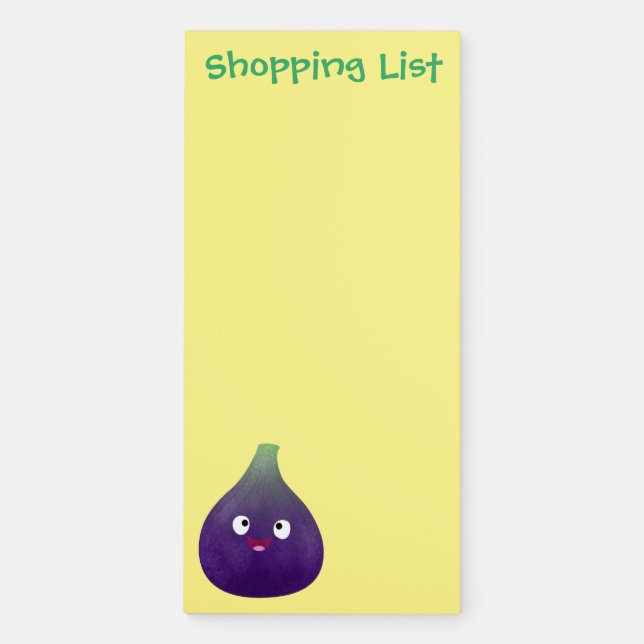 Cute happy purple fig fruit cartoon magnetic notepad (Front)