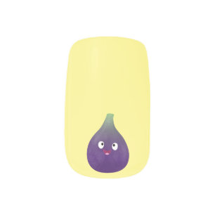 Cute happy purple fig fruit cartoon minx nail art