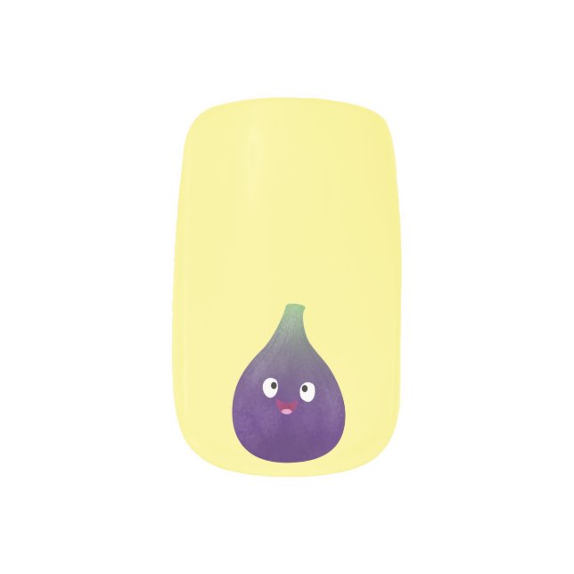 Cute happy purple fig fruit cartoon minx nail art (Left Thumb)