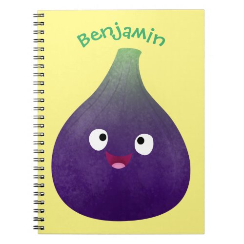 Cute happy purple fig fruit cartoon notebook