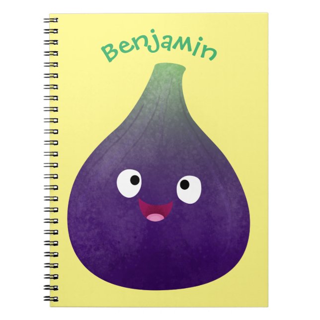Cute happy purple fig fruit cartoon notebook (Front)