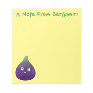 Cute happy purple fig fruit cartoon notepad