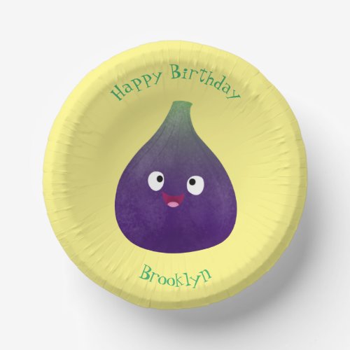 Cute happy purple fig fruit cartoon  paper bowls