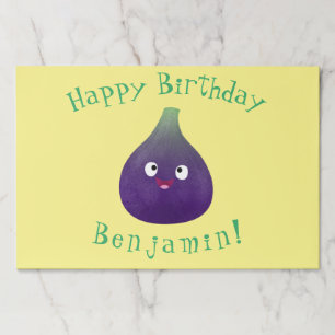 Cute happy purple fig fruit cartoon paper pad