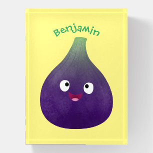 Cute happy purple fig fruit cartoon paperweight