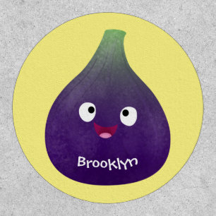 Cute happy purple fig fruit cartoon patch