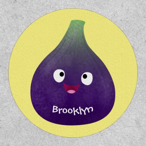 Cute happy purple fig fruit cartoon patch