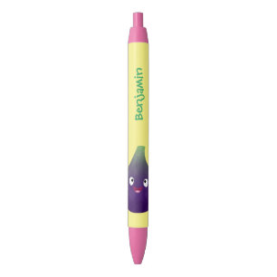 Cute happy purple fig fruit cartoon pen