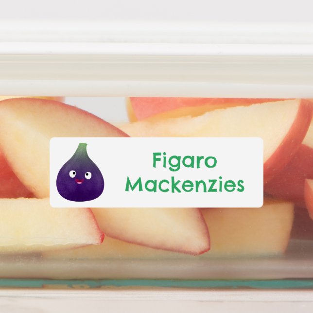 Cute happy purple fig fruit cartoon personalized labels (Affixed)