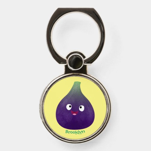 Cute happy purple fig fruit cartoon phone ring stand