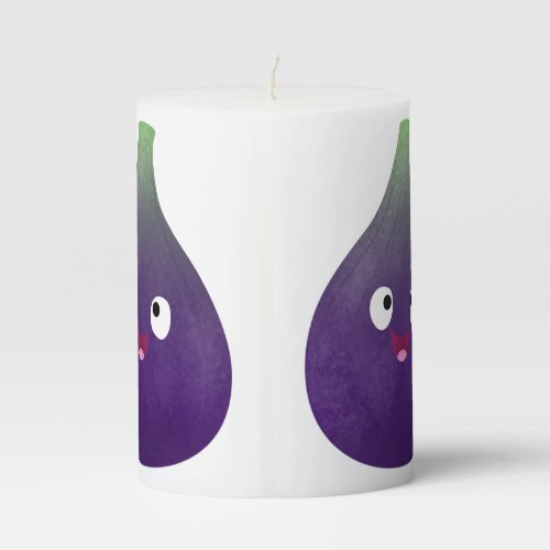 Cute happy purple fig fruit cartoon pillar candle