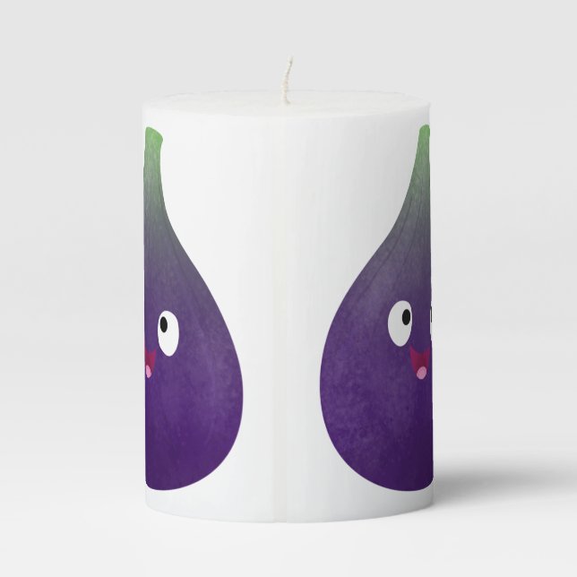 Cute happy purple fig fruit cartoon pillar candle (Back)
