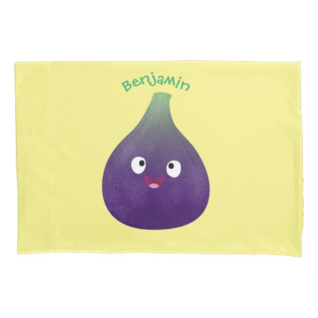 Cute happy purple fig fruit cartoon pillow case (Front)