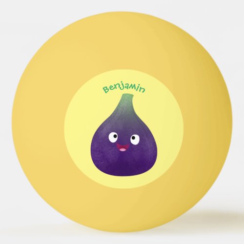 Cute happy purple fig fruit cartoon ping pong ball