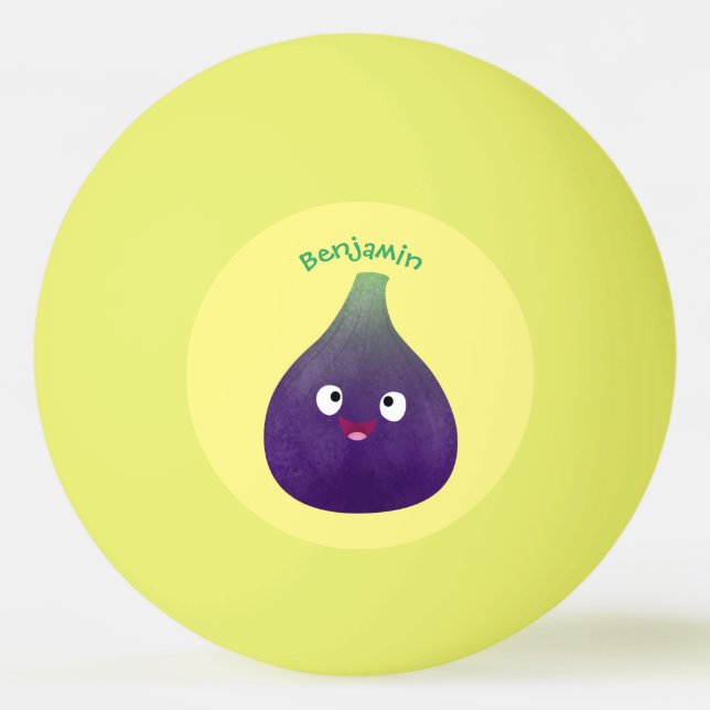 Cute happy purple fig fruit cartoon ping pong ball (Front)