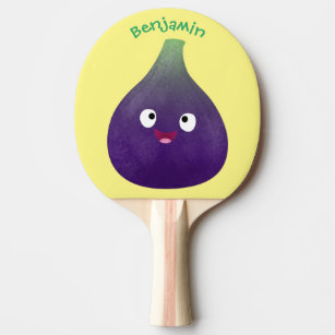 Cute happy purple fig fruit cartoon ping pong paddle