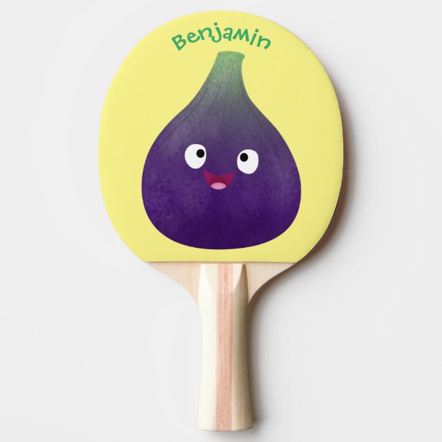 Cute happy purple fig fruit cartoon ping pong paddle (Front)