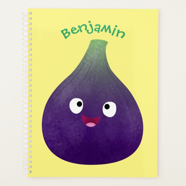 Cute happy purple fig fruit cartoon planner (Front)