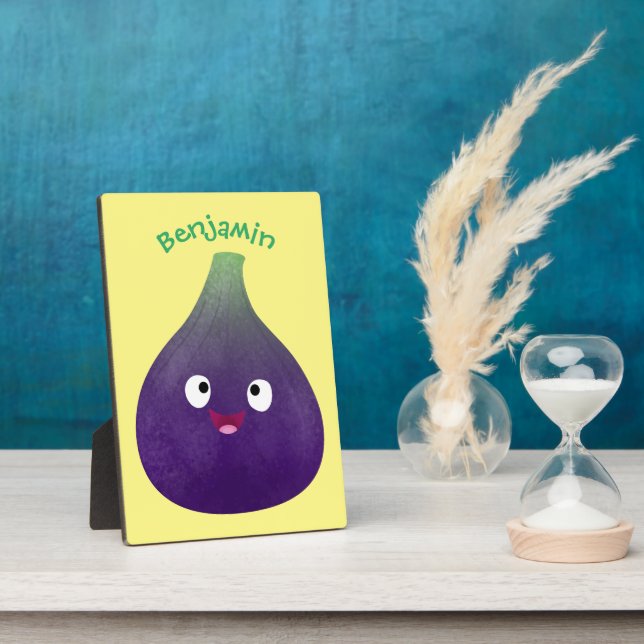 Cute happy purple fig fruit cartoon plaque (Side)
