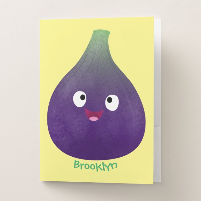 Cute happy purple fig fruit cartoon pocket folder (Front)