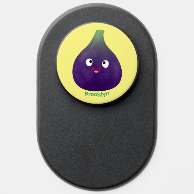 Cute happy purple fig fruit cartoon PopSocket (Popsocket)