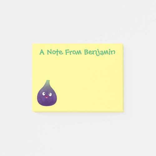 Cute happy purple fig fruit cartoon post_it notes