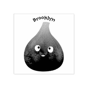 Cute happy purple fig fruit cartoon rubber stamp