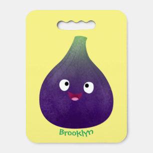 Cute happy purple fig fruit cartoon seat cushion