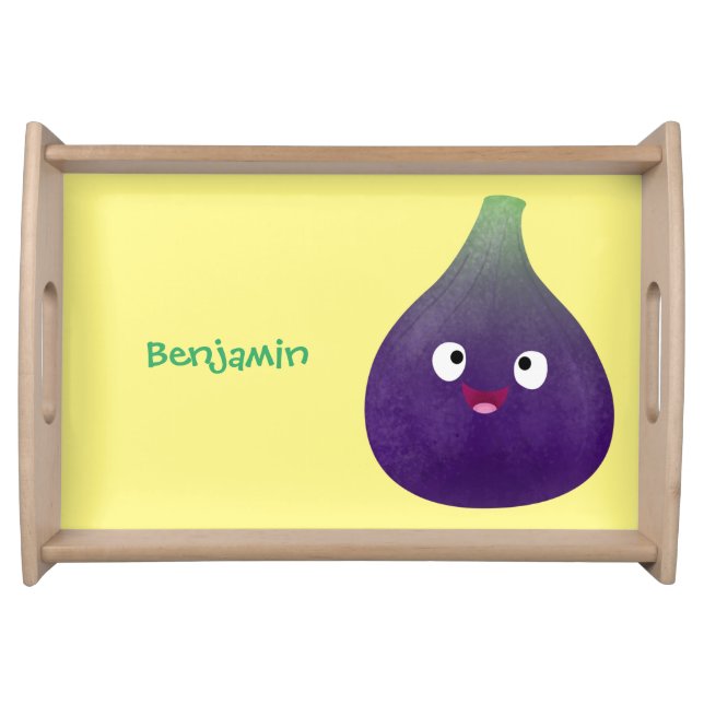 Cute happy purple fig fruit cartoon serving tray (Front)