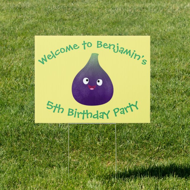 Cute happy purple fig fruit cartoon  sign (Insitu)