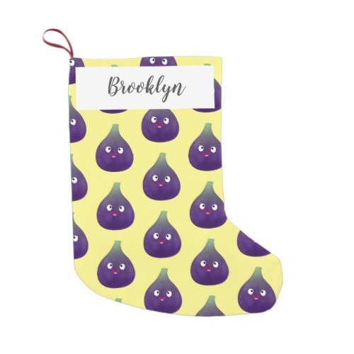 Cute happy purple fig fruit cartoon small christmas stocking