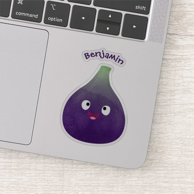 Cute happy purple fig fruit cartoon  sticker (Detail)